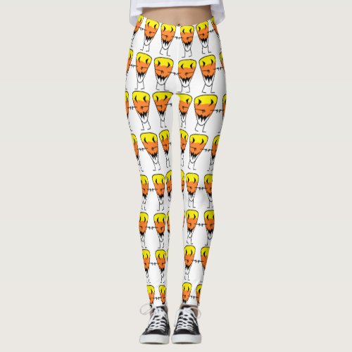 Candy Corn Zombie Leggings Halloween Stretch Pants