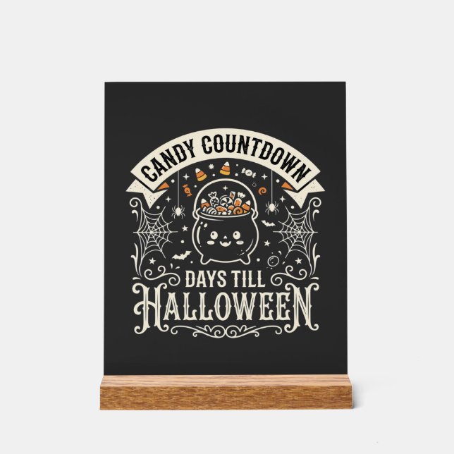 Candy Countdown Halloween Vector Design Acrylic Sign (Front)