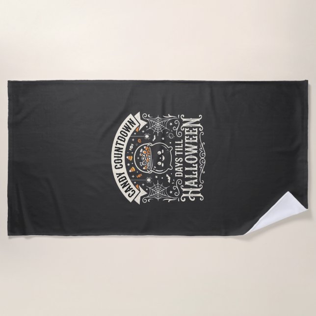 Candy Countdown Halloween Vector Design Beach Towel (Front)