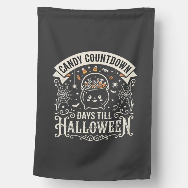 Candy Countdown Halloween Vector Design House Flag (Front)