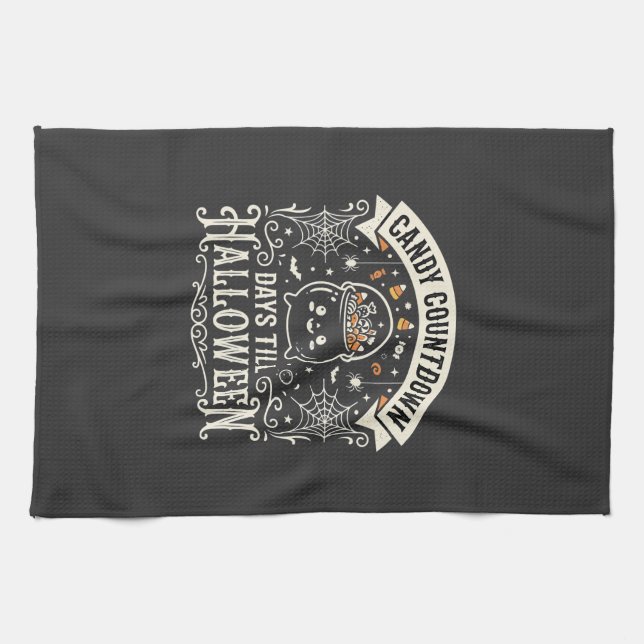 Candy Countdown Halloween Vector Design Kitchen Towel (Horizontal)
