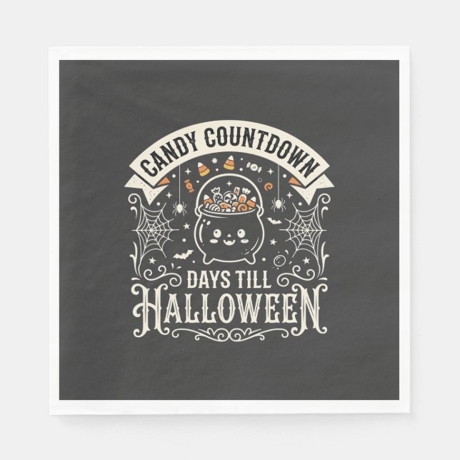 Candy Countdown Halloween Vector Design Napkins (Front)