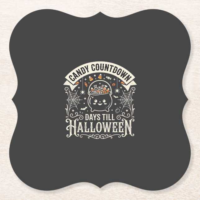 Candy Countdown Halloween Vector Design Paper Coaster (Front)