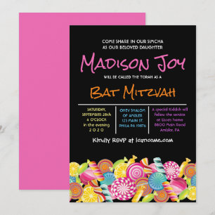 CANDY COUTURE Pink Bat Mitzvah Invitation
