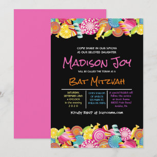 CANDY COUTURE Pink Bat Mitzvah Invitation
