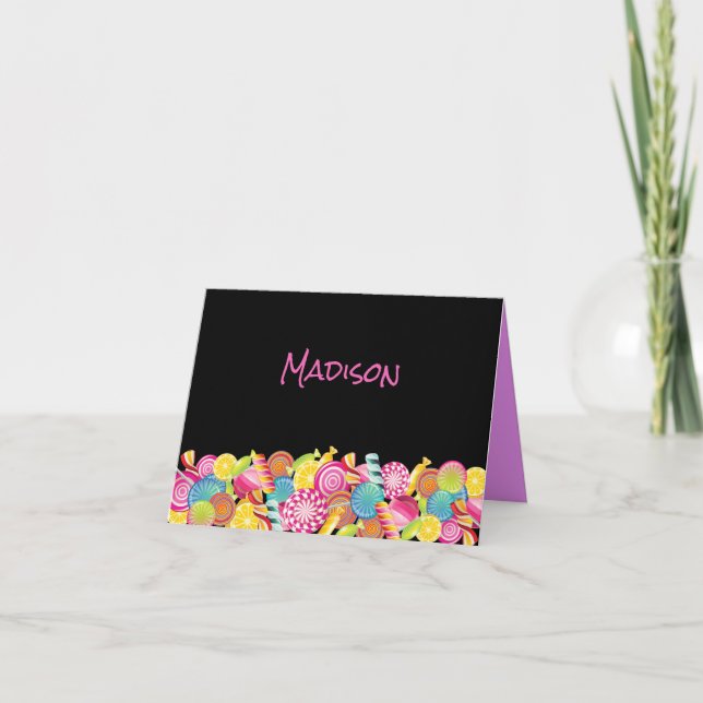 CANDY COUTURE Pink Bat Mitzvah Thank You Card (Front)