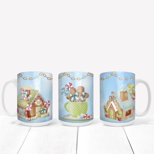 Candy Covered Gingerbread House Christmas Theme Two_Tone Coffee Mug