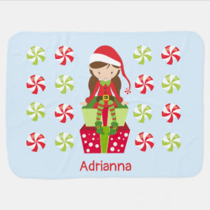Candy Crush Cute Elf Christmas Personalized Baby Blanket