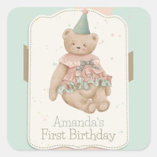 Candy Cute Bear Square Sticker