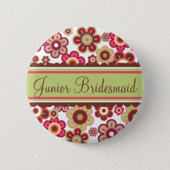 Candy Daisies Flowers Bridesmaid Wedding Button by fatfatin_design at Zazzle