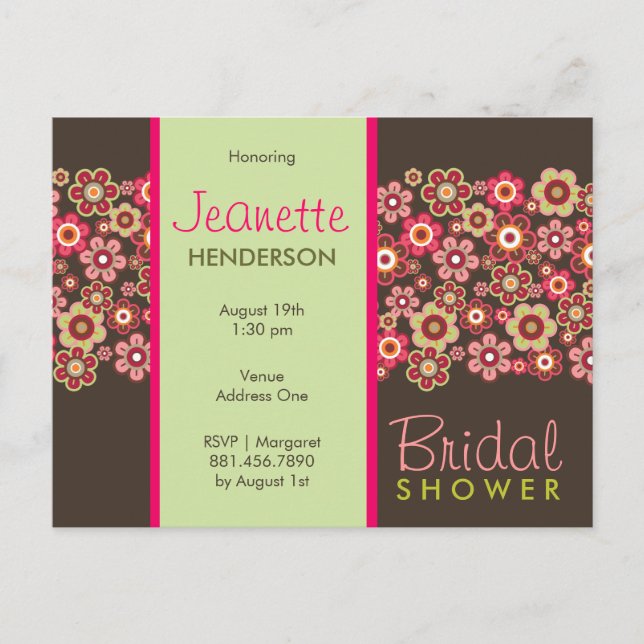 Candy Daisies Pattern Bridal Shower Postcard (Front)