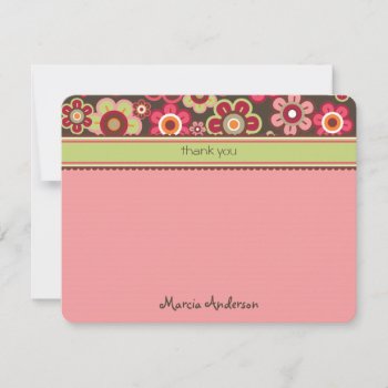 Candy Daisies Pink Blooms Baby Kids Thank You Card by fatfatin_design at Zazzle