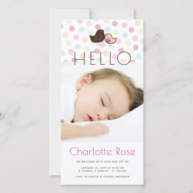 Candy Damask Chicks Birth Announcement Photo Card (Front)