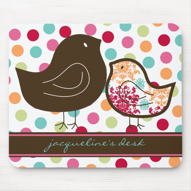 Candy Damask Chicks Colorful Polka Dots Mousepad (Front)