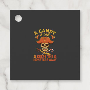 Candy Day Halloween Pirate Skull Cane Favor Tags