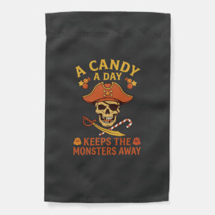 Candy Day Halloween Pirate Skull Cane Garden Flag