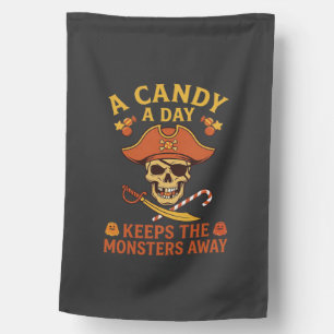 Candy Day Halloween Pirate Skull Cane House Flag