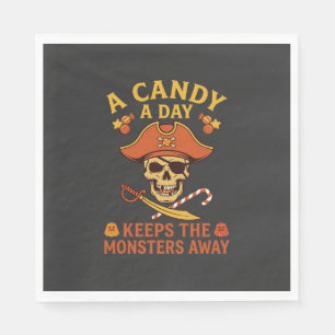 Candy Day Halloween Pirate Skull Cane Napkins