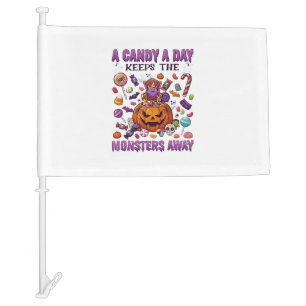Candy Day Keeps Monsters Away Halloween Pumpkin_1 Car Flag