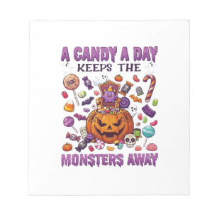 Candy Day Keeps Monsters Away Halloween Pumpkin_1 Notepad
