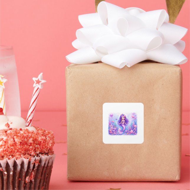 Candy Doll Mermaid 3rd Birthday Square Sticker (Party)