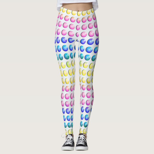 Candy Dots Pastel Candy Color Polka Dotted Leggings (Front)