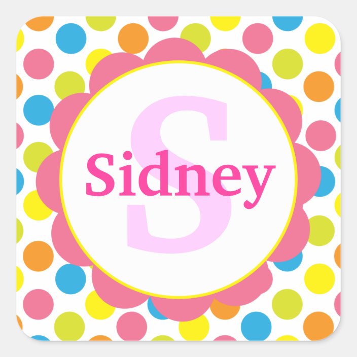 Candy Dots Personalized Monogram Sticker
