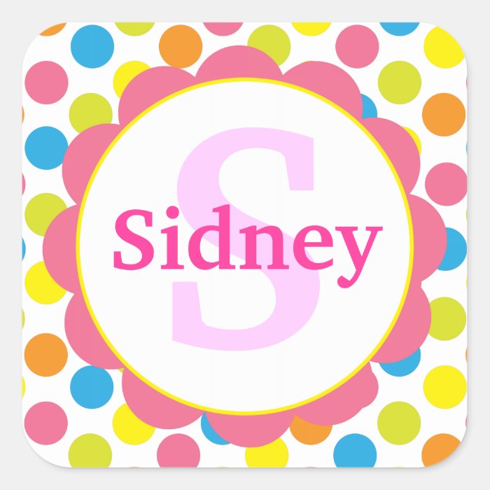 Candy Dots Personalized Monogram Sticker