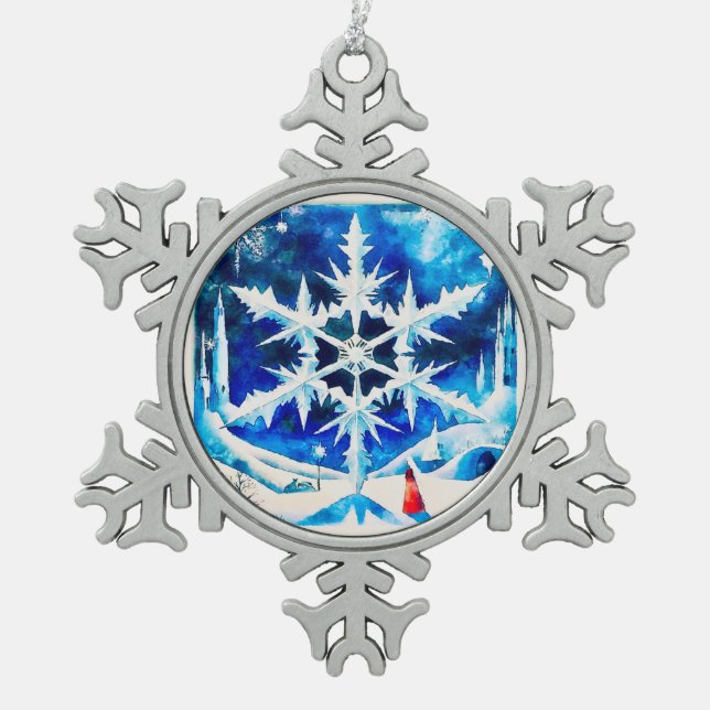 Candy Dreams and Christmas Snowflakes Snowflake Pewter Christmas Ornament (Front)