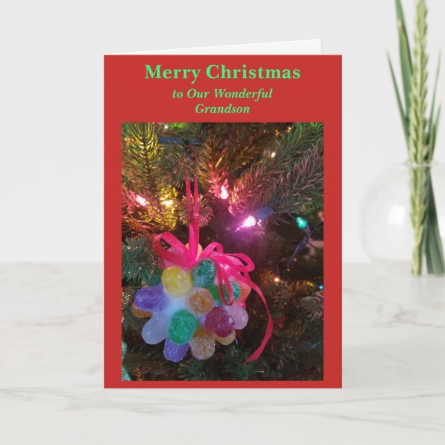 Candy Drops Christmas Grandson Card (Front)