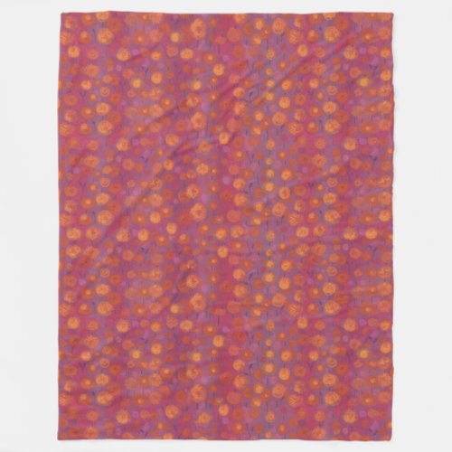 Candy Field abstract floral pattern pink orange Fleece Blanket