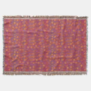 Candy Field, abstract floral pattern, pink orange Throw Blanket