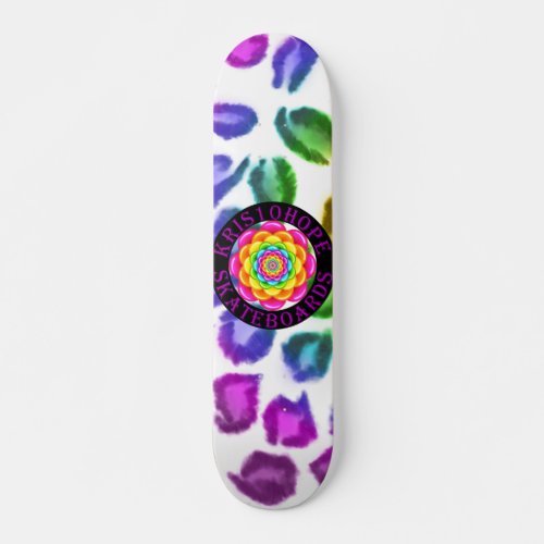 Candy Flower Rainbow Leopard Skateboard