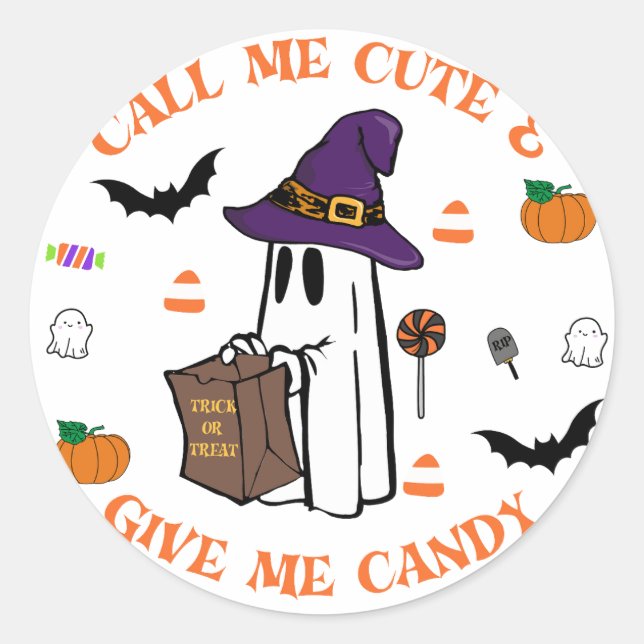 Candy Ghost Halloween Sticker (Front)