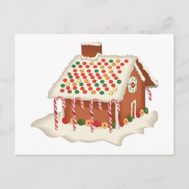 Candy Gingerbread Cottage Christmas Xmas Holidays Holiday Postcard (Front)