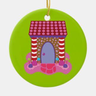 Candy Gingerbread House Ceramic Ornament