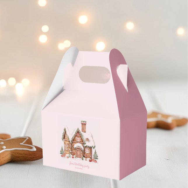 "Candy Gingerbread House Pink Birthday  Favor Boxes (Creator Uploaded)