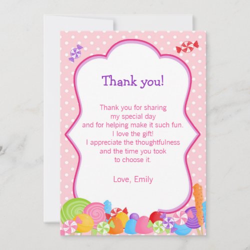 Candy Girl Birthday Party Thank You Card