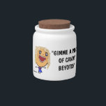 Candy Girl Cartoon Candy Jar<br><div class="desc">A adorable little girl cartoon who says "gimme a piece of candy beyotch"</div>
