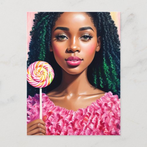 Candy Girl Melanin Beauty Postcard