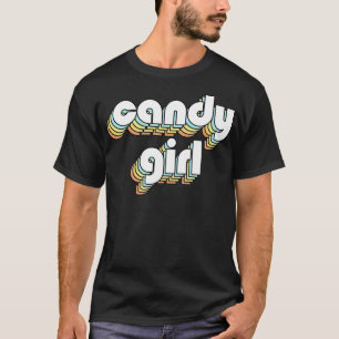 Candy Girl Retro Rainbow Typography Faded Style T-Shirt