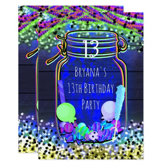 candy glow in the dark mason jar party invitations zazzle com