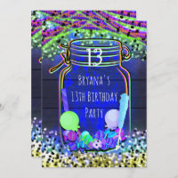 Candy Glow in the Dark Mason Jar Party Invitations