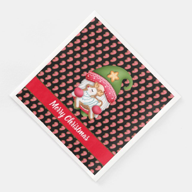Candy Gnome Customize Color and Text Paper Dinner Napkins (Corner)