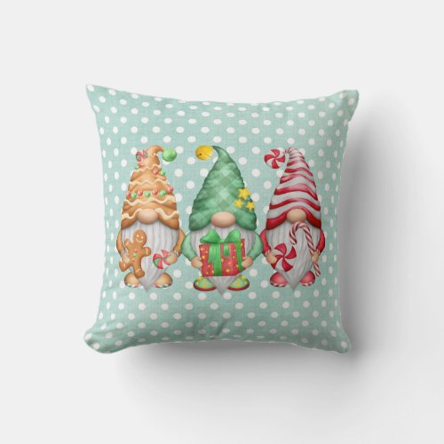 Candy Gnomes Throw Pillow