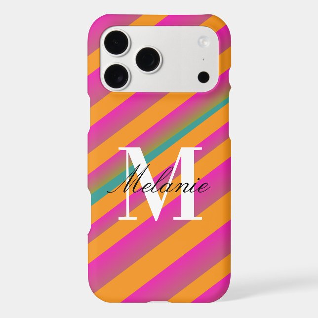 Candy Gradient Colorful Custom Monogram Initial Iphone Case (Back)