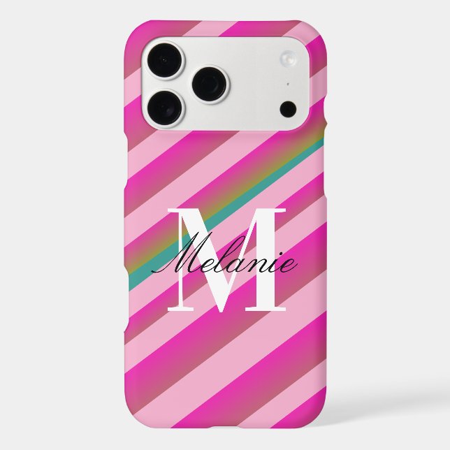 Candy Gradient Colorful Custom Monogram Initial Iphone Case (Back)