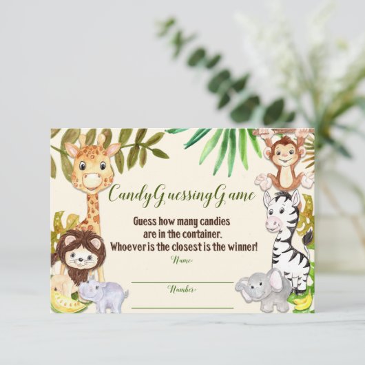 Candy Guessing Game, Safari Baby Shower, Jungle (Standing Front)