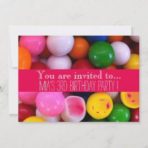 Candy gum balls kid's birthday party invitation