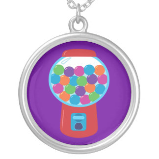 Candy Gumball Machine Silver Plated Necklace
